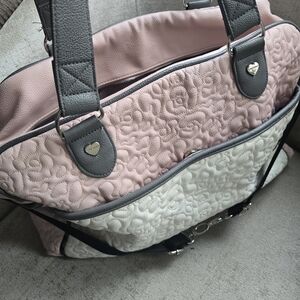 Elegant Pink and Gray Quilted Women's Bag
